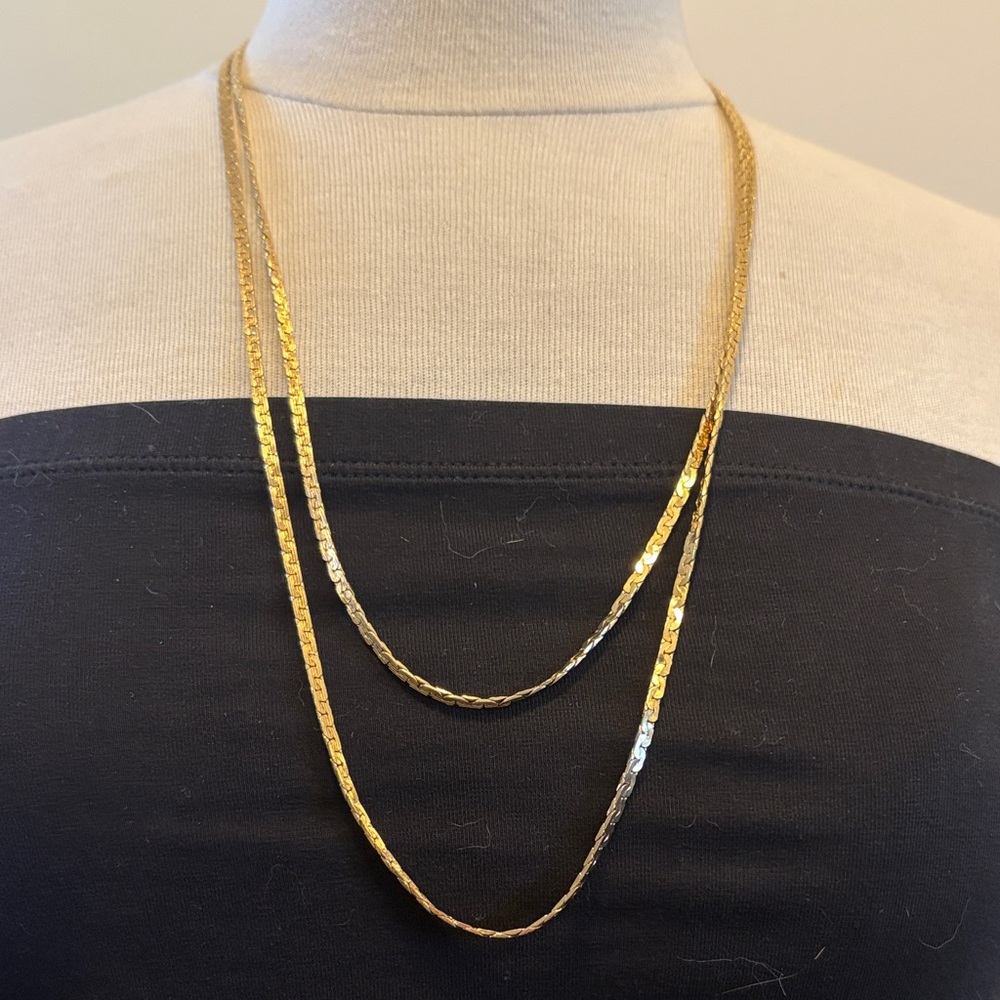 Gold Layered Flat Link Necklace - Women's Jewelry